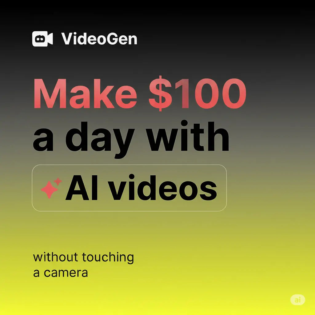 Promotional graphic for an AI video generation service.