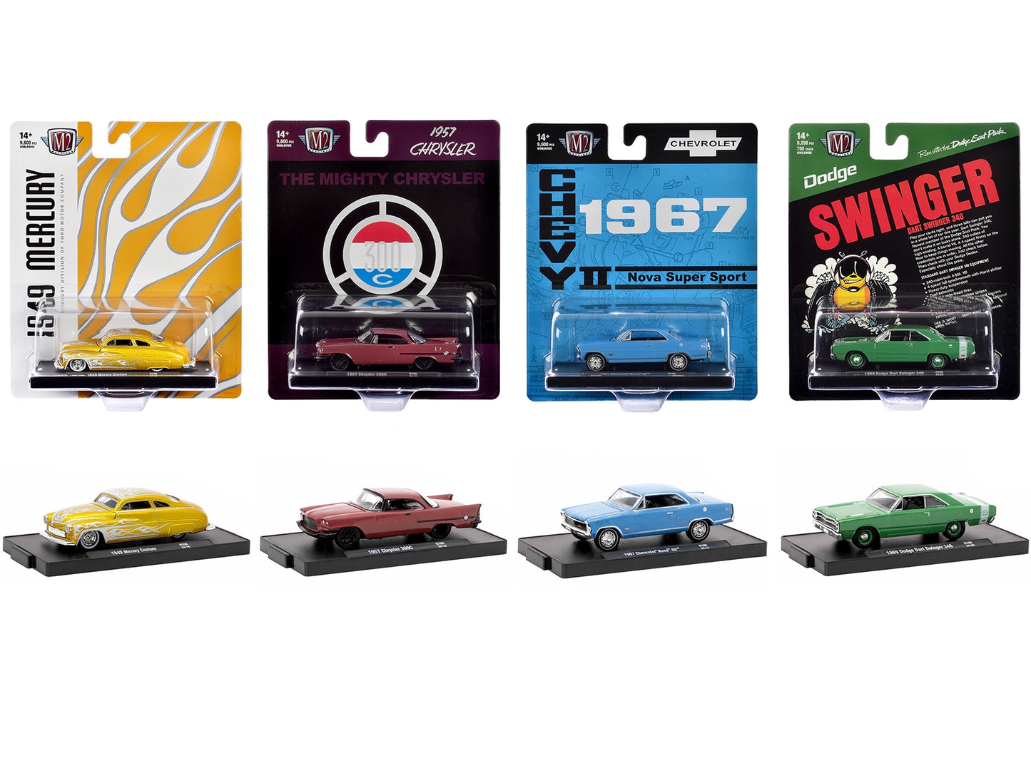 "Auto-Drivers" Set of 4 pieces in Blister Packs Release 108 Limited Edition to 9600 pieces Worldwide 1/64 Diecast Model Cars by M2 Machines