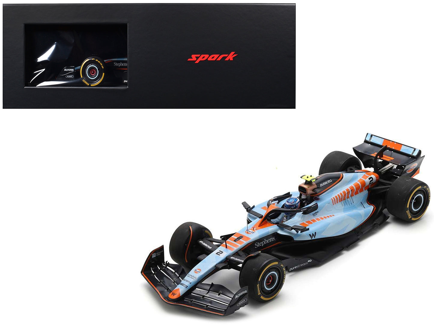 Williams FW45 #2 Logan Sargeant Formula One F1 "Singapore GP" (2023) with Acrylic Display 1/18 Model Car by Spark