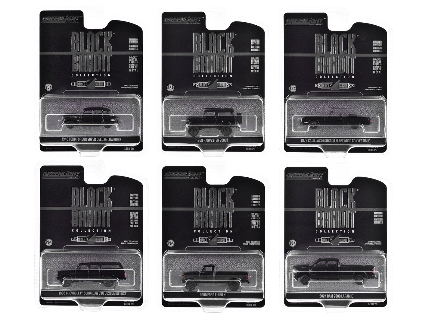 "Black Bandit" 6 piece Set Series 29 1/64 Diecast Model Cars by Greenlight