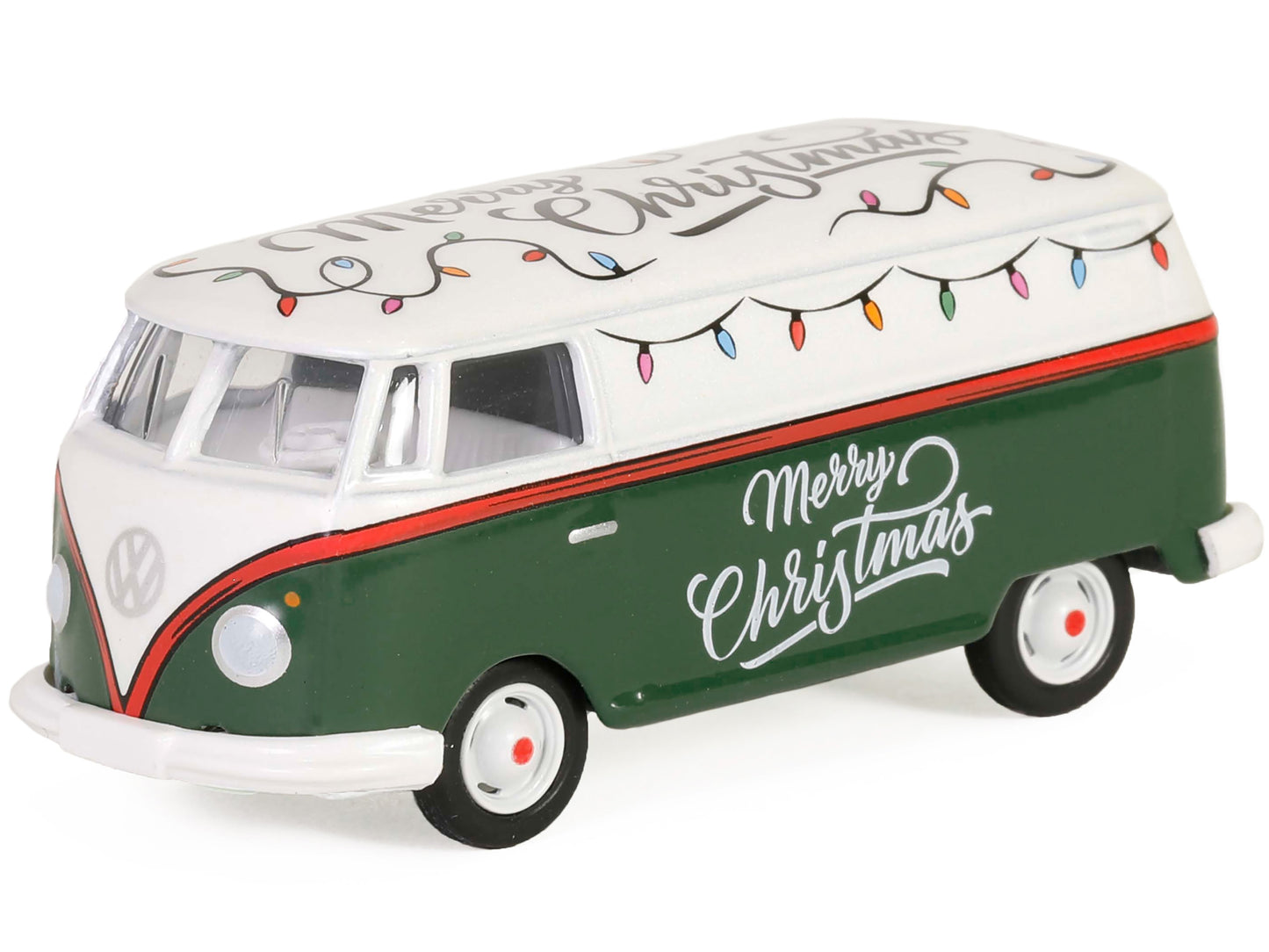 Volkswagen Type 2 Panel Van "Christmas 2024" Green and White with Graphics "Hobby Exclusive" Series 1/64 Diecast Model Car by Greenlight