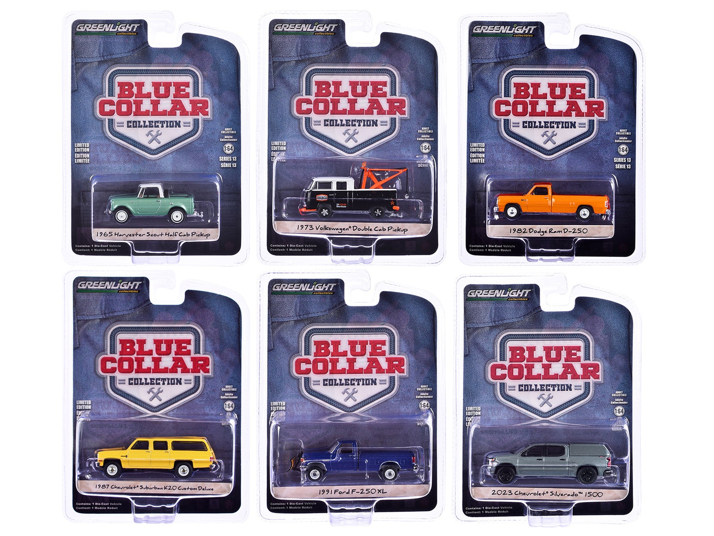 "Blue Collar Collection" Set of 6 pieces Series 13 1/64 Diecast Model Cars by Greenlight