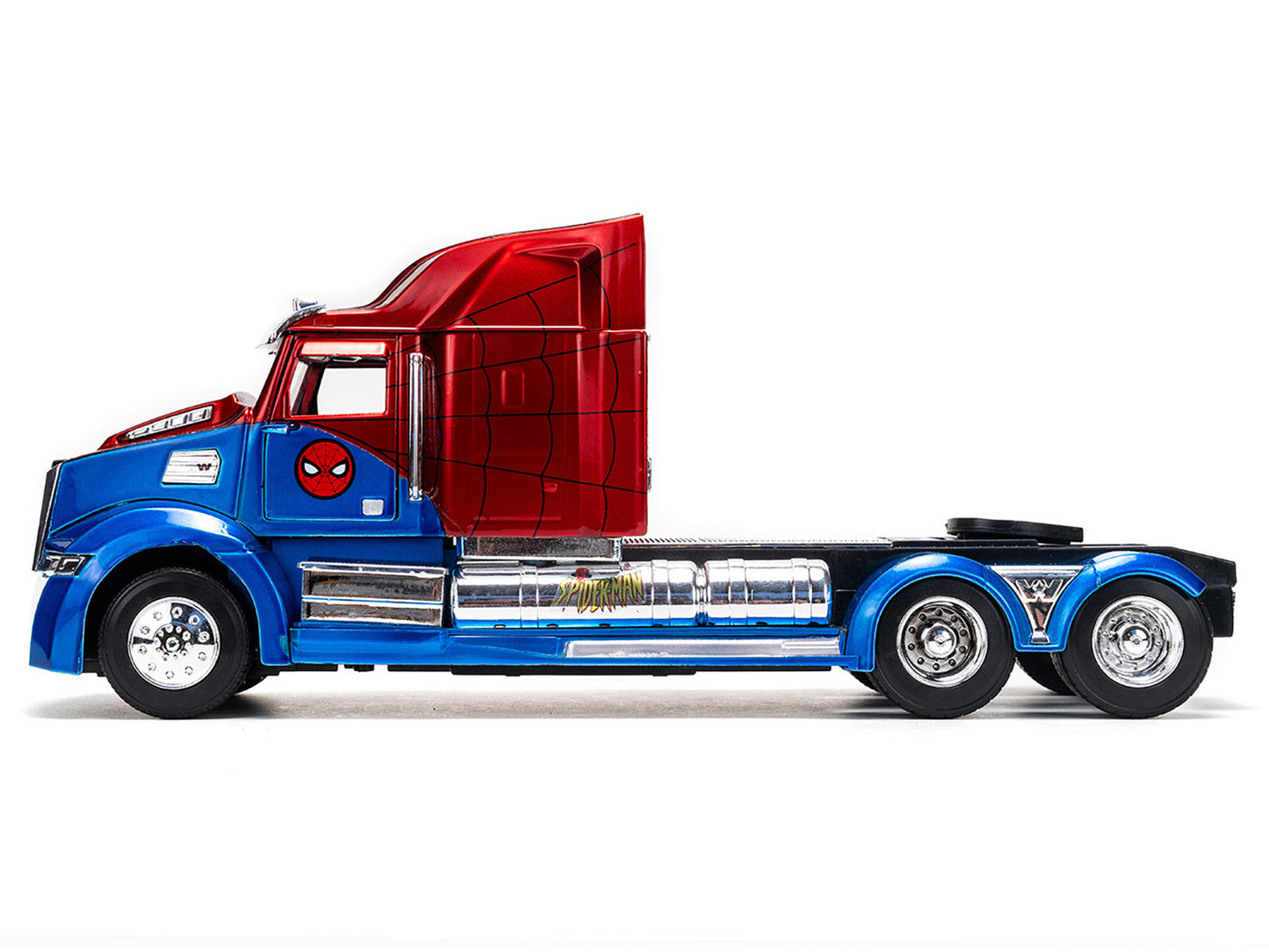 Western Star 57X Truck Tractor "Spider-Man" Blue and Red Metallic "Hollywood Rides" Series 1/24 Diecast Model by Jada