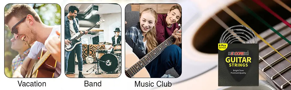 5 Core Acoustic Guitar 6 String Set Light Gauge Steel Carbon Core Bright Powerful Tone Heavy Duty GS AC