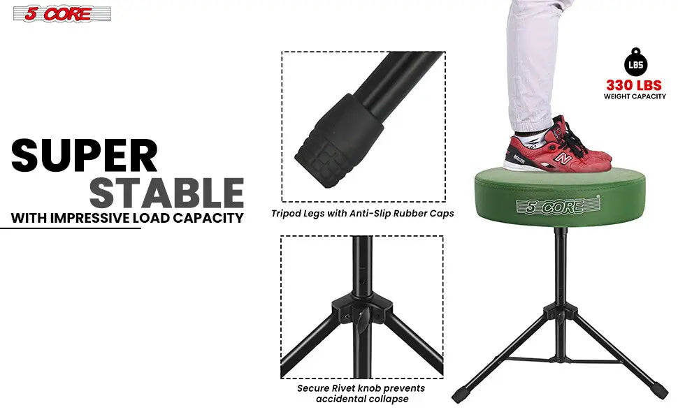 5 Core Drum Throne 3’’ Thick Padded Comfortable Guitar Stool Drummer Chair Adjustable Musician Seat
