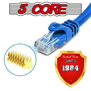5 CORE Ethernet Cable 15 ft Long Cat 6 Computer Internet Patch Cord High Speed WiFi RJ45 for Gaming Indoor Outdoor