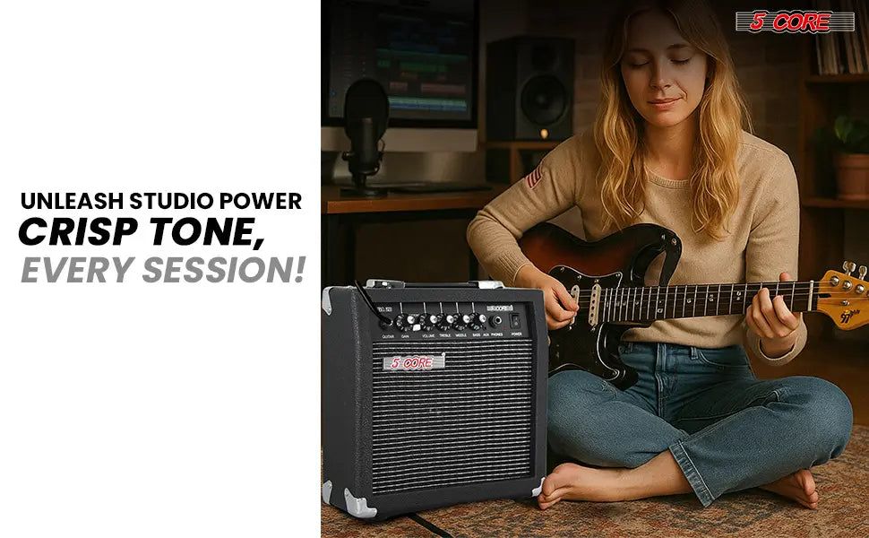 Portable 20W Guitar Amp by 5 Core with Built-in Speaker & Aux Input