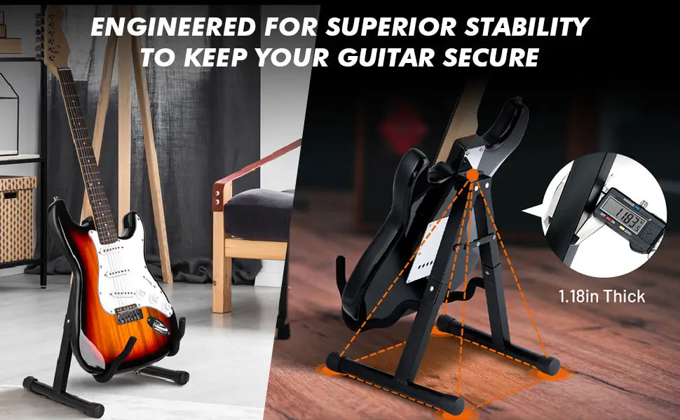5 Core Guitar Stand A Frame Shape w Soft Foam Arm Non Slip Rubber for Acoustic Electric Bass Ukulele