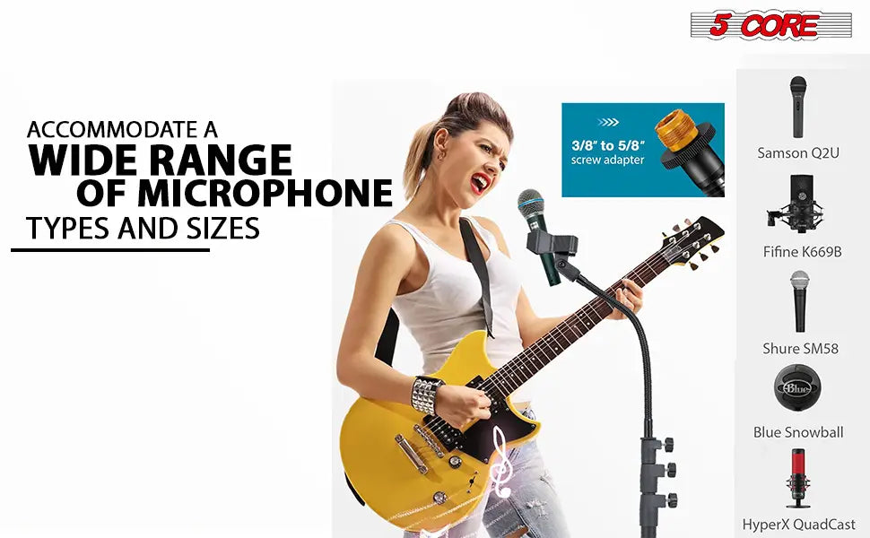 5 Core Mic Stand Floor Adjustable Universal Heavy Duty Gooseneck Microphone Stands Round Base Soporte De micrófono - MS