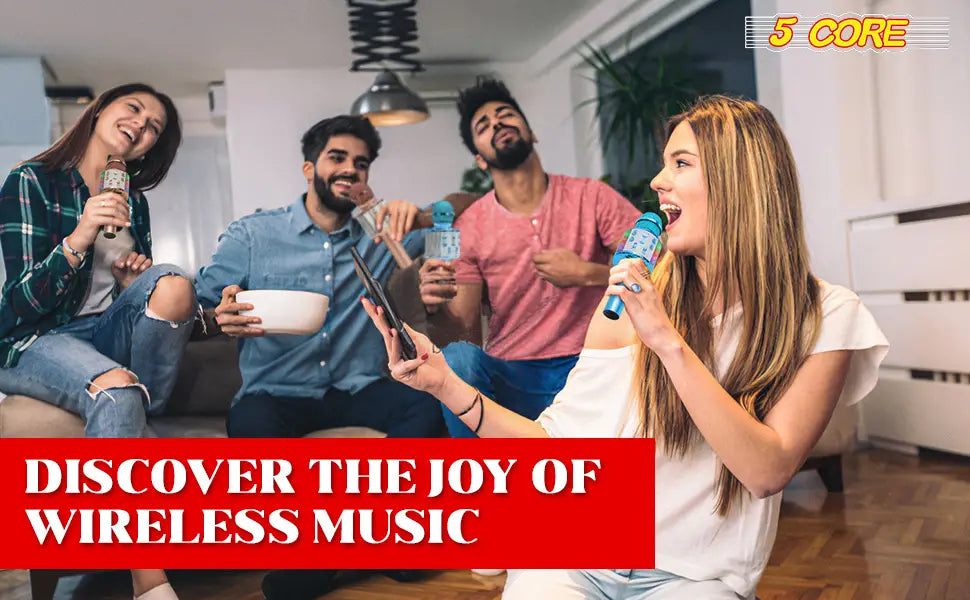 5CORE Bluetooth Wireless Karaoke Microphone All-in-One Portable Handheld Mic with Speaker Recorder Microfono