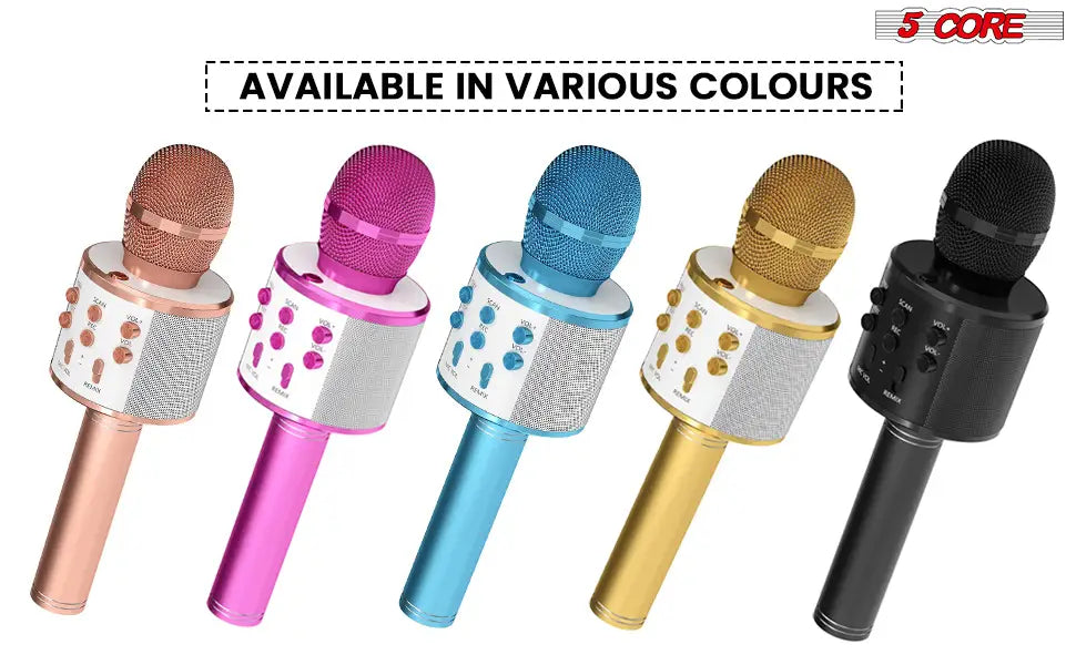 5CORE Bluetooth Wireless Karaoke Microphone All-in-One Portable Handheld Mic with Speaker Recorder Microfono