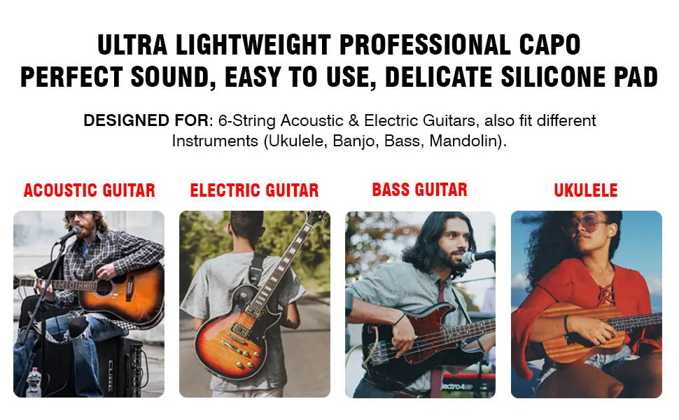 5COSupersell PickRE Capo Acoustic Electric Guitar 6 String Quick And Easy Adjustment Classic Clip - Banjo Mandolin