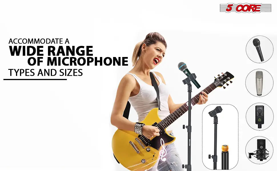 5Core Mic Stand Floor Adjustable Universal Heavy Duty Microphone Stands Round Base Soporte De micrófono - MS RBL 3T