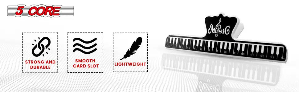 5Core Music Sheet Page Holder Clip Black Durable Plastic Music Score Fixed Clips