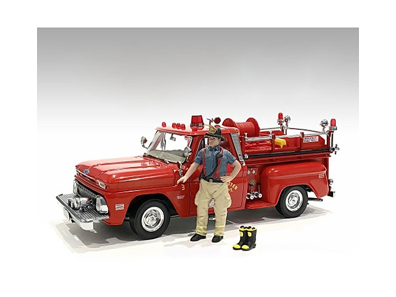 "Firefighters" 6 piece Figure Set (4 Males 1 Dog 1 Accessory) for 1/24 Scale Models by American Diorama