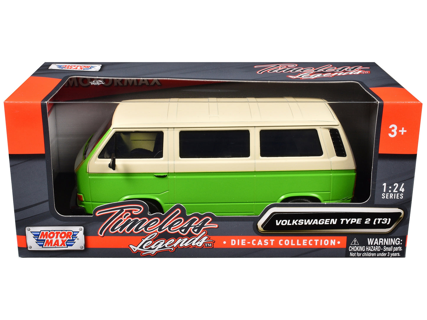 Volkswagen Type 2 (T3) Van Green and Beige "Timeless Legends" Series 1/24 Diecast Model Car by Motormax