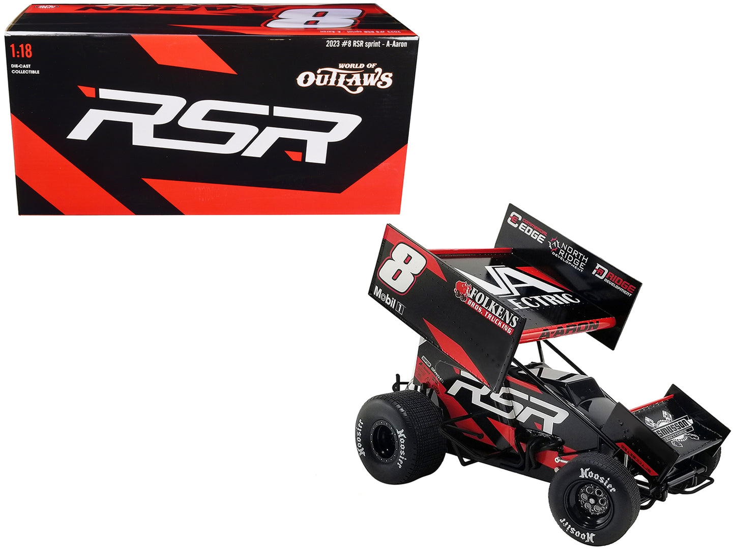 Winged Sprint Car #8 Aaron Reutzel "RSR" Baughman-Reutzel Motorsports "World of Outlaws" (2023) 1/18 Diecast Model Car by ACME