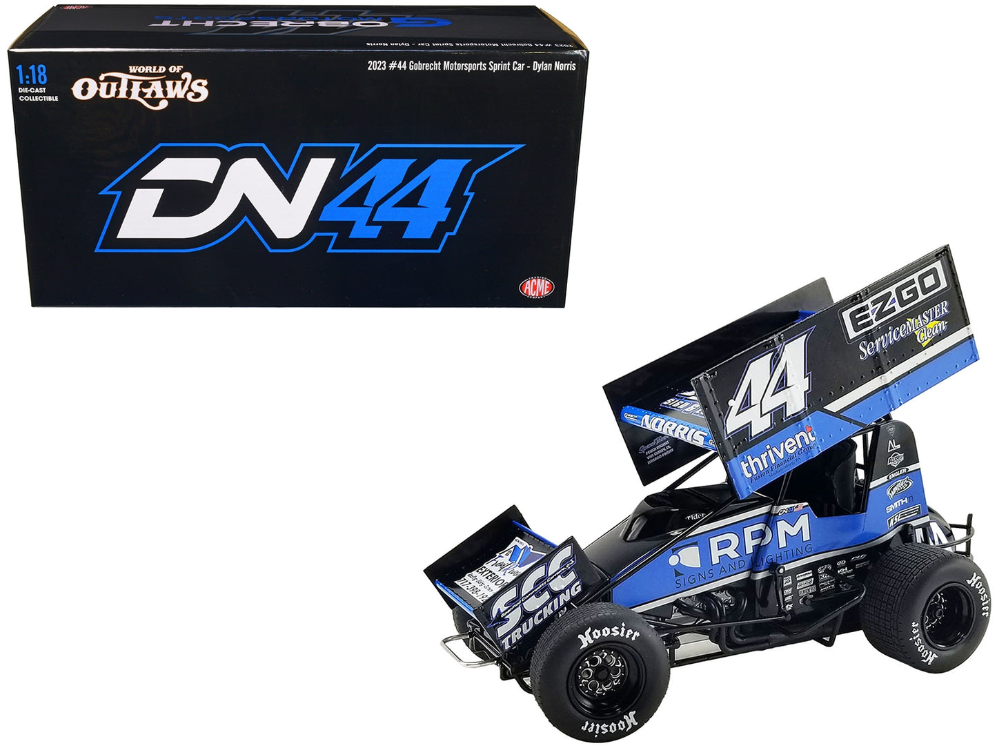 Winged Sprint Car #44 Dylan Norris "RPM" Gobrecht Motorsports "World of Outlaws" (2023) 1/18 Diecast Model Car by ACME