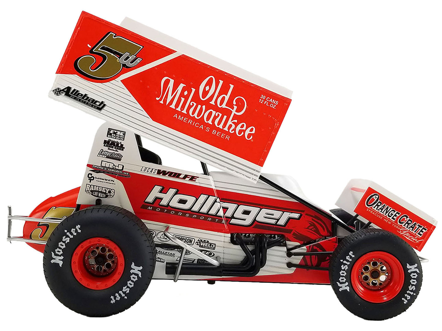 Winged Sprint Car #5W Lucas Wolfe "Old Milwaukee" Allebach Racing "World of Outlaws" (2024) 1/18 Diecast Model Car by ACME