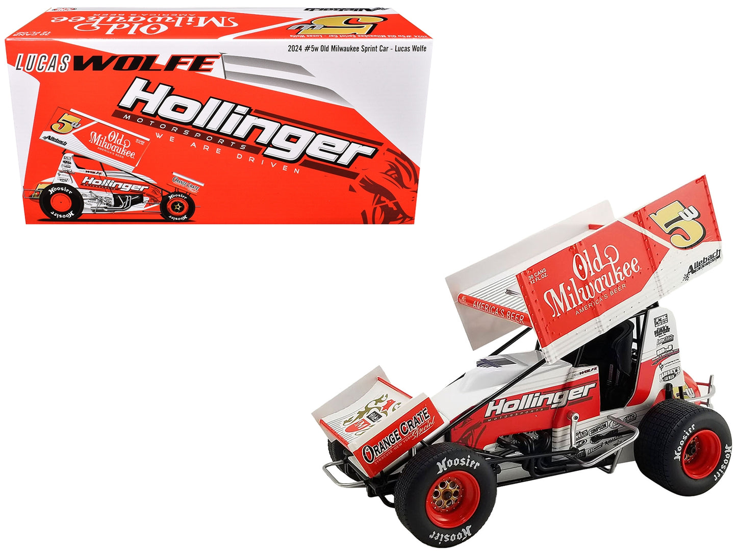 Winged Sprint Car #5W Lucas Wolfe "Old Milwaukee" Allebach Racing "World of Outlaws" (2024) 1/18 Diecast Model Car by ACME