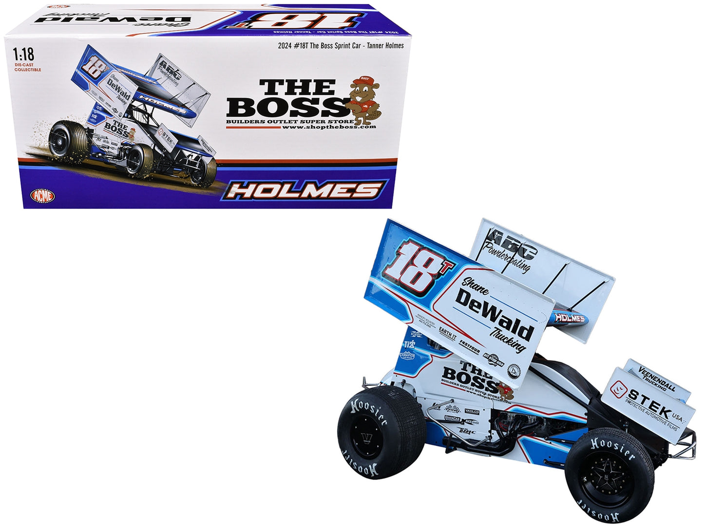 Winged Sprint Car #18T Tanner Holmes "Shane Dewald Trucking - The Boss" Tanner Holmes Racing "World of Outlaws" (2024) 1/18 Diecast Model Car by ACME