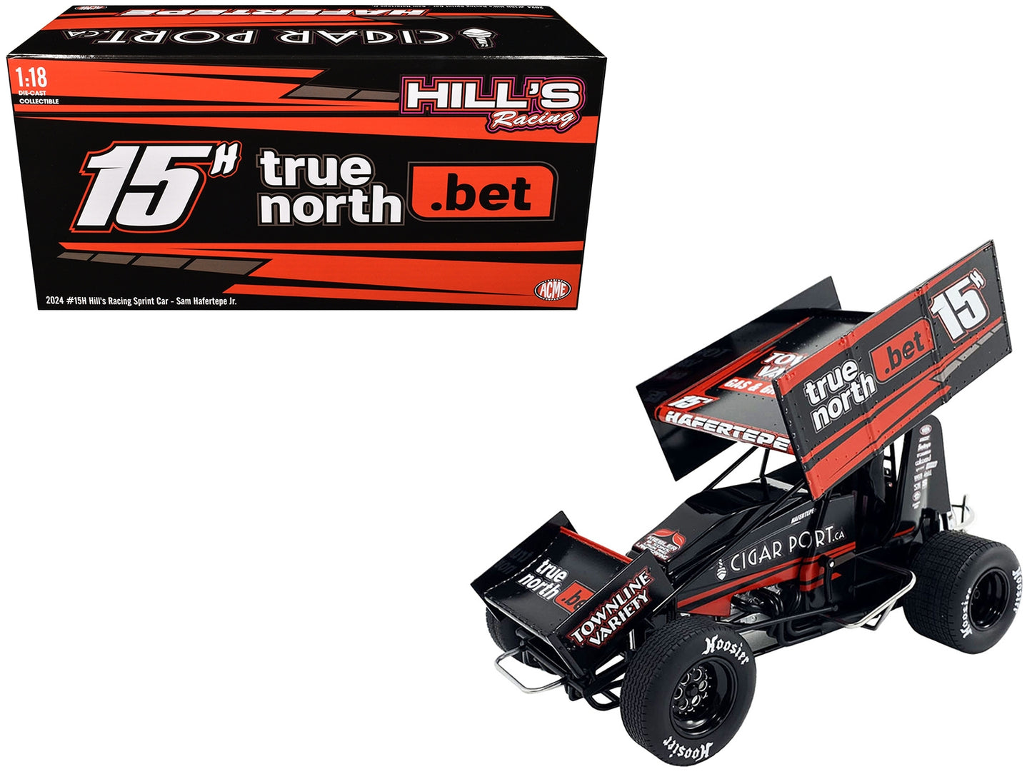 Winged Sprint Car #15H Sam Hafertepe Jr. "True North .Bet" Hill's Racing "World of Outlaws" (2024) 1/18 Diecast Model Car by ACME