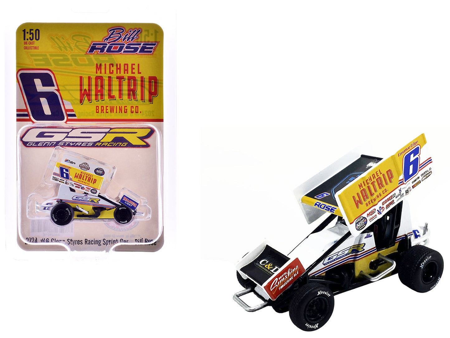 Winged Sprint Car #6 Bill Rose "Michael Waltrip Brewing Co." Glenn Styres Racing "World of Outlaws" (2024) 1/50 Diecast Model Car by ACME