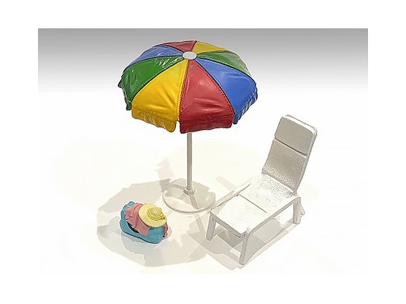 "Beach Girls" Accessories (Beach Chair and Beach Umbrella and Duffle Bag) for 1/18 Scale Models by American Diorama