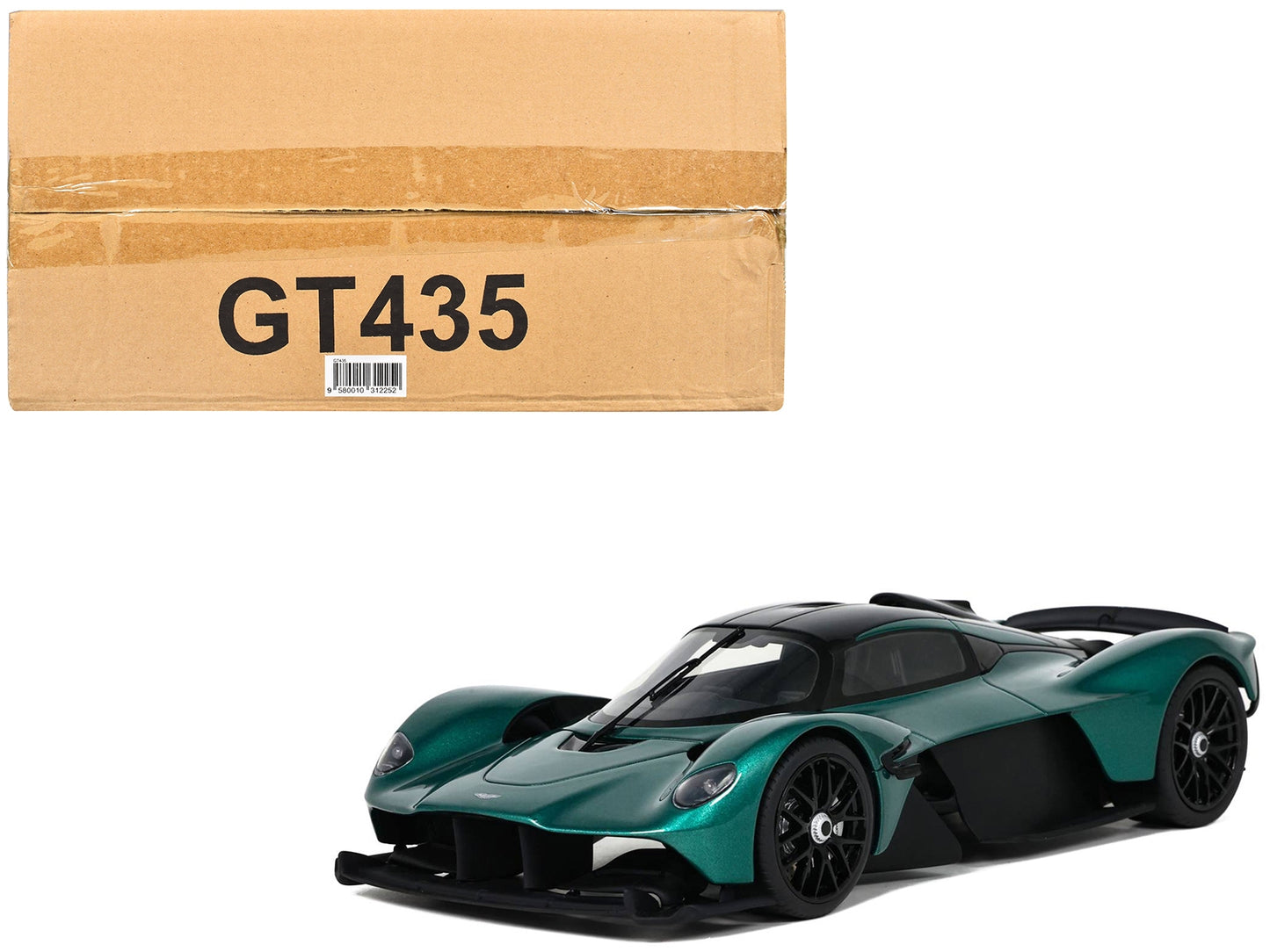 2021 Aston Martin Valkyrie British Racing Green with Black Top 1/18 Model Car by GT Spirit