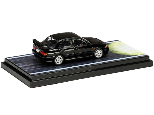 Mitsubishi Lancer RS Evolution III RHD (Right Hand Drive) Black "Emperor" with Kyoichi Sudo Driver Figure "Initial D" (1995-2013) 1/64 Diecast Model Car by Hobby Japan