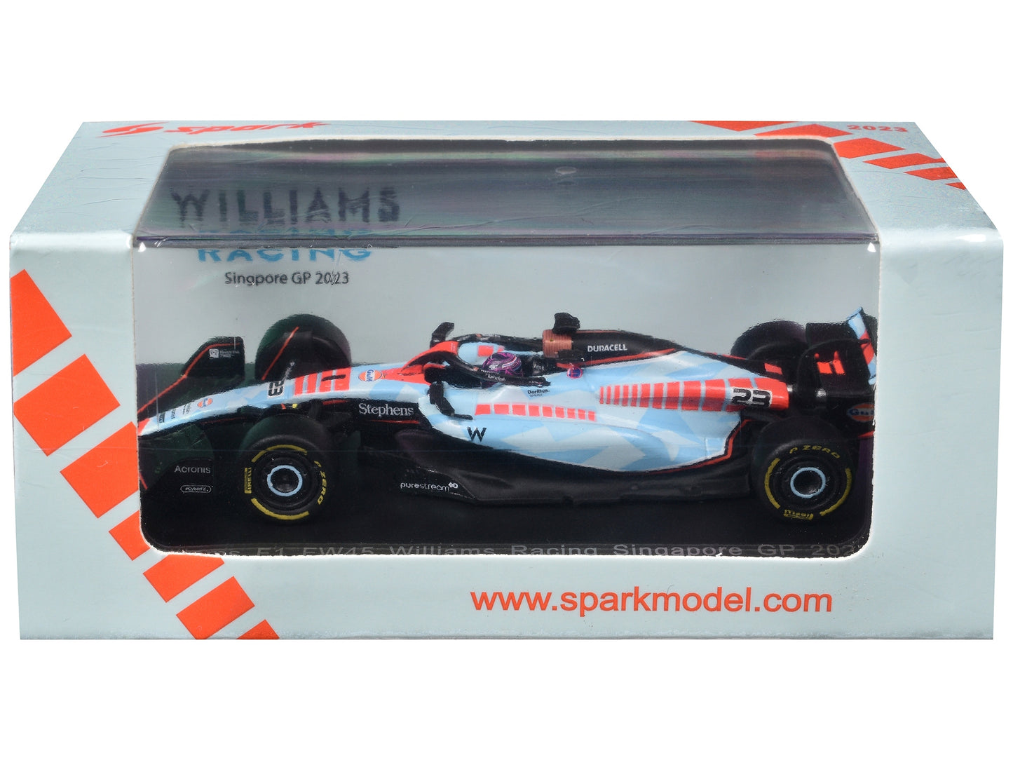 Williams FW45 #23 Alex Albon Formula One F1 "Singapore GP" (2023) 1/64 Diecast Model Car by Spark