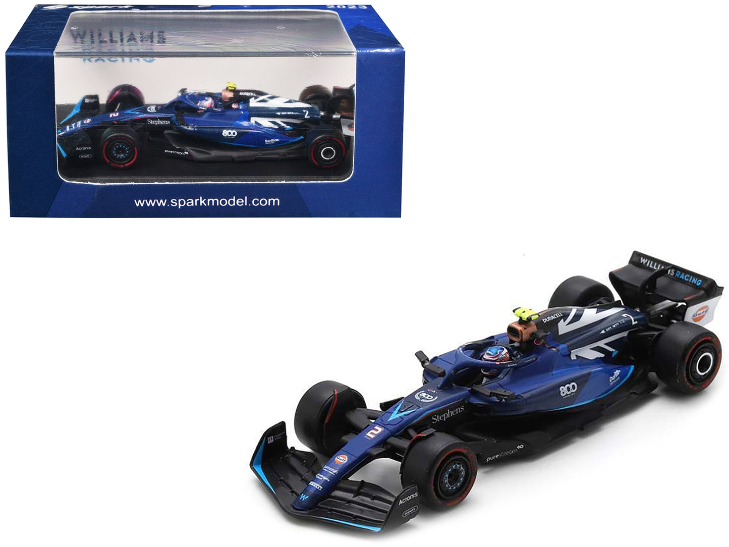 Williams FW45 #2 Logan Sargeant "Williams 800th Grand Prix" Formula One F1 "British GP" (2023) 1/64 Diecast Model Car by Spark