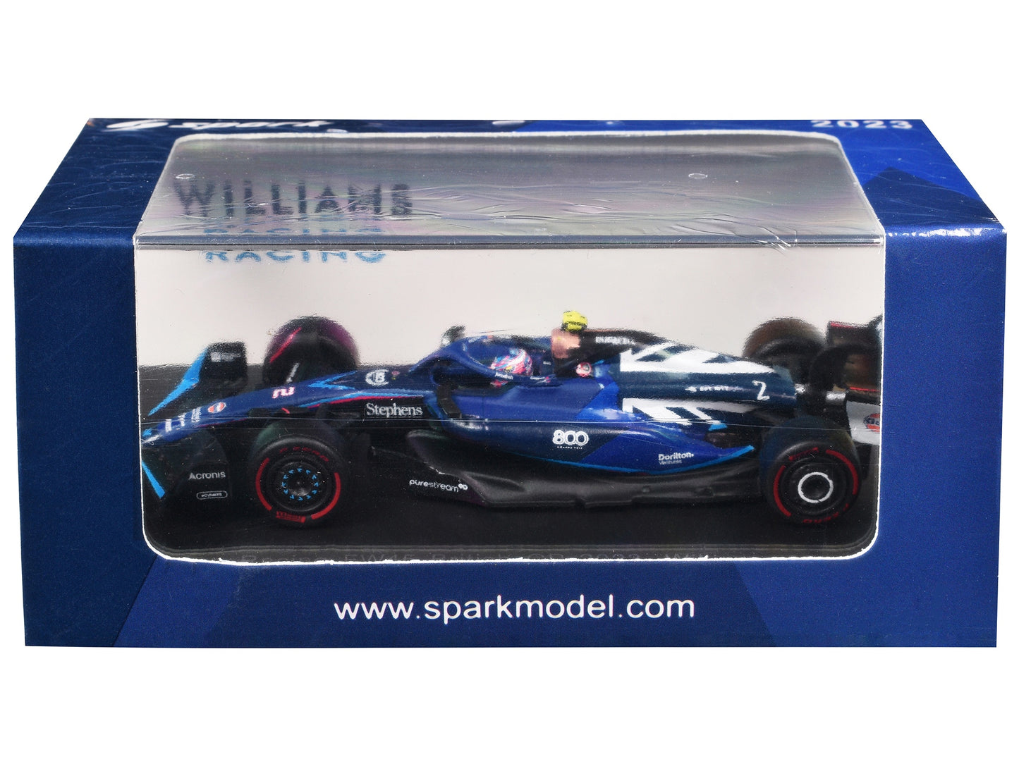 Williams FW45 #2 Logan Sargeant "Williams 800th Grand Prix" Formula One F1 "British GP" (2023) 1/64 Diecast Model Car by Spark