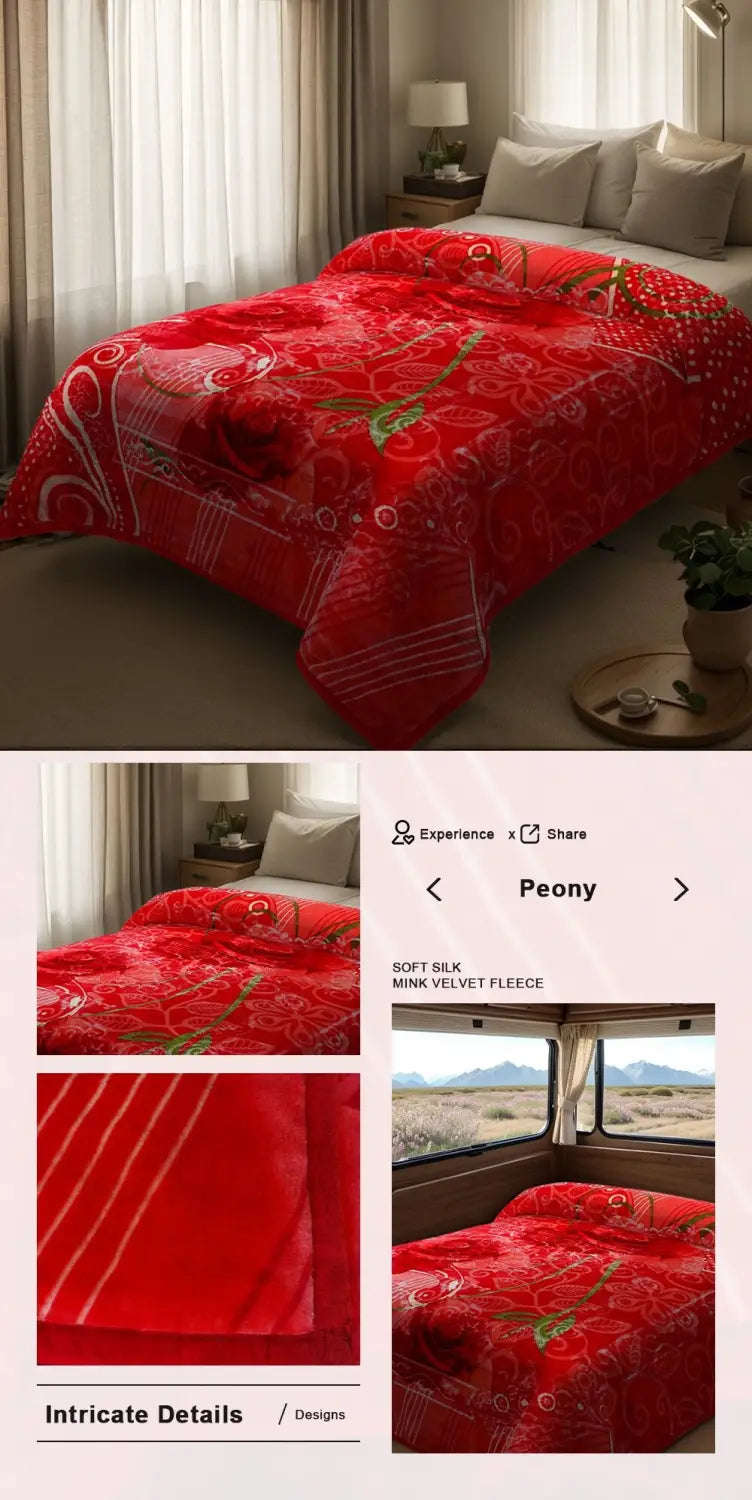 Heavy Plush Soft King Size Blankets Mink Velvet Fleece Blanket - Printed Raschel Bed Blanket Thick Raschel Printed Mink